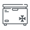 Line icon of a chest freezer with a snowflake Line icon of a chest freezer with a snowflake